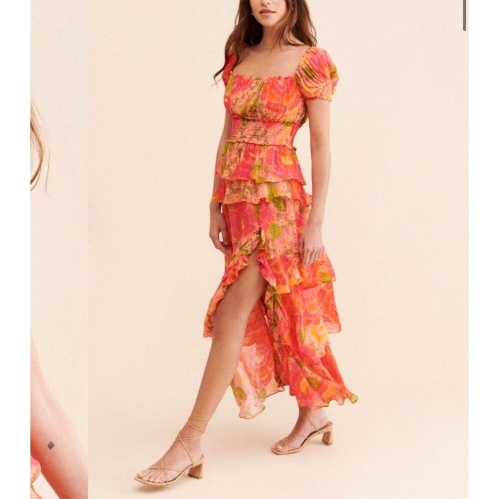 Farm Rio Blooming Floral Maxi Dress Women Size Medium Multicolor